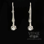 Antique Dangle Diamond Platinum Earrings Back View
