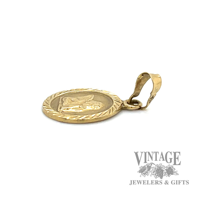 Angel 14k yellow gold charm side