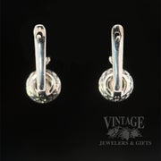 Vintage Bezeled Diamond 18k White Gold Huggie Earrings Back View