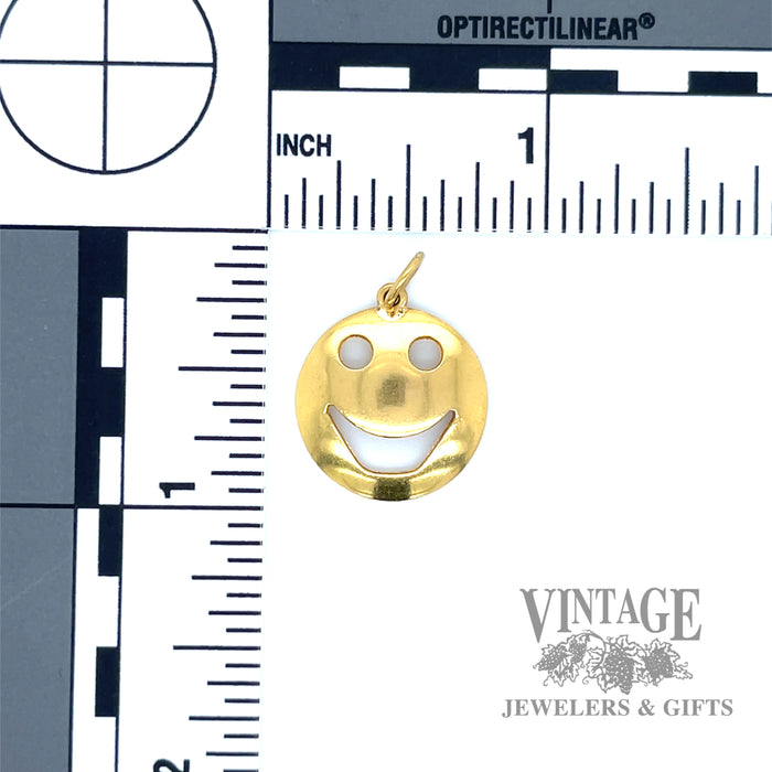 Smiley face yellow gold charm