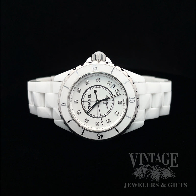 Chanel J12 Diamond Automatic White Ceramic Watch