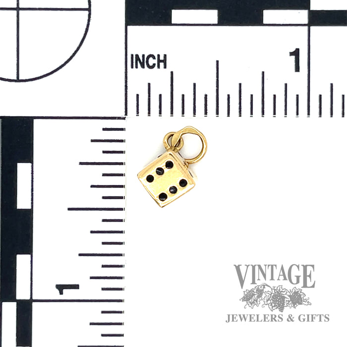 6 sided die yellow gold charm scale