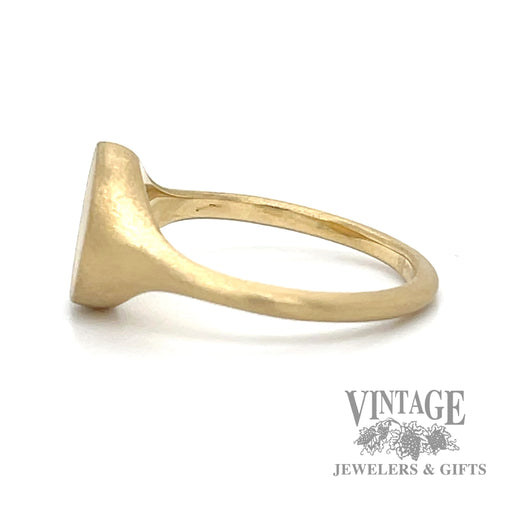 Satin finish 14k yellow gold round signet ring Side