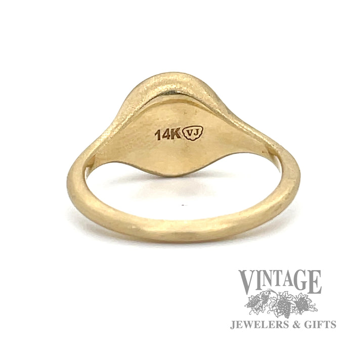 Satin finish 14k yellow gold round signet ring bottom