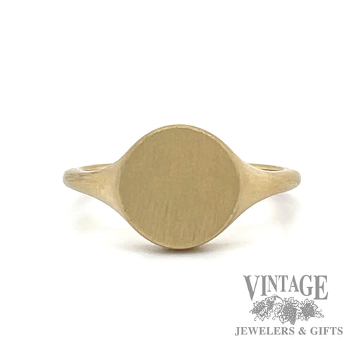 Satin finish 14k yellow gold round signet ring