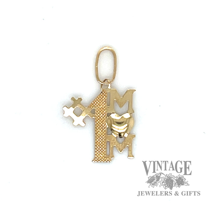 "#1 MOM" 14k yellow gold charm