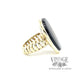 Black onyx grooved 14k yellow gold ring  side