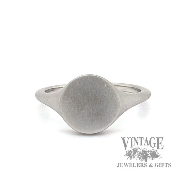 Satin finish 14k yellow gold round signet ring