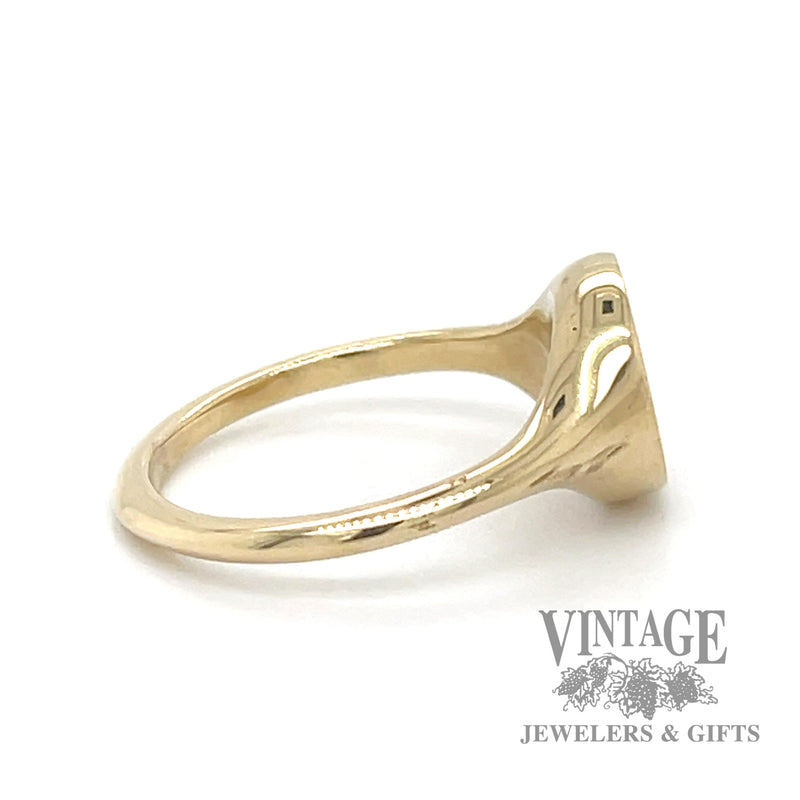 High polish finish 14k yellow gold round signet ring