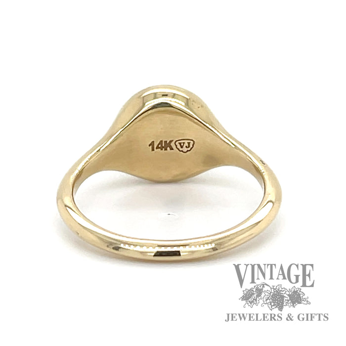 High polish finish 14k yellow gold round signet ring