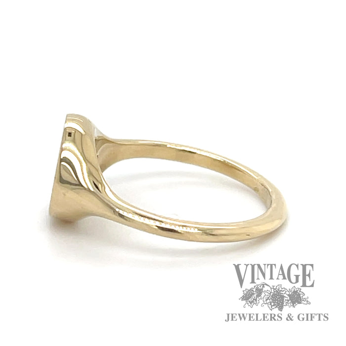 High polish finish 14k yellow gold round signet ring