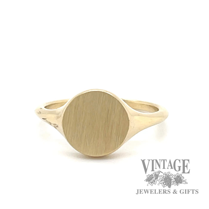 High polish finish 14k yellow gold round signet ring