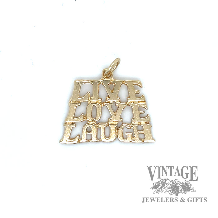 "Live Laugh Love" 14k yellow gold charm