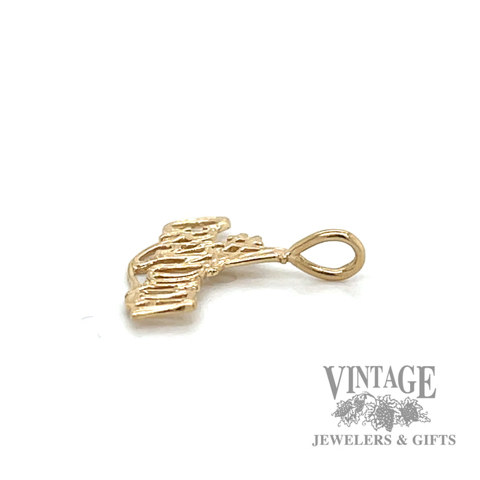 "#1 Grandma" 14k yellow gold charm side