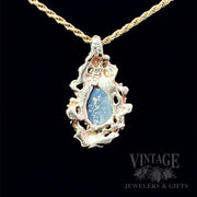 Freeform Black Opal Diamond Accented 14k Gold Pendant Back View