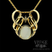 Sculptural Opal & Diamond 14K Gold Pendant Back View