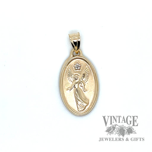 Guardian Angel 14k yellow pendant with diamond accent