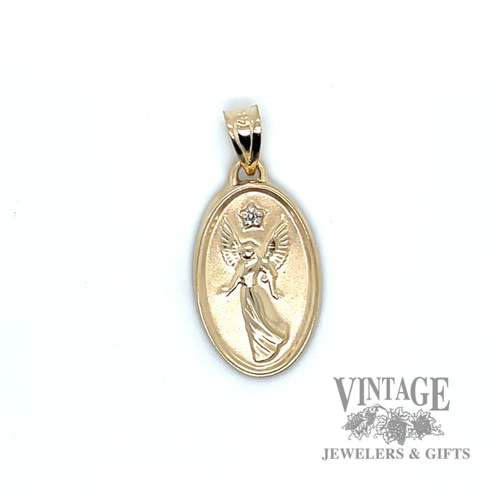 Guardian Angel 14k yellow pendant with diamond accent