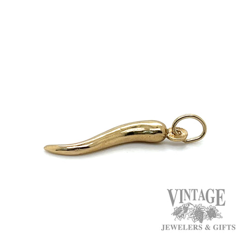 14k yellow gold Italian horn charm side