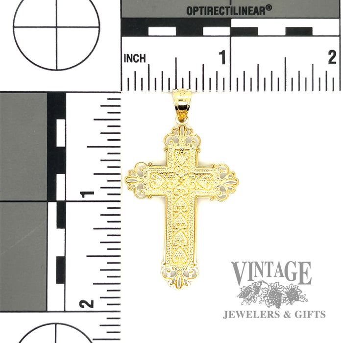 14k yellow and white gold filigree cross scale