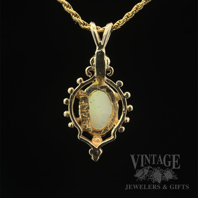 Ornate Opal 14k Gold Pendant Back View