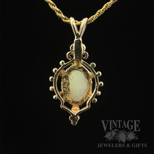 Ornate Opal 14k Gold Pendant Back View