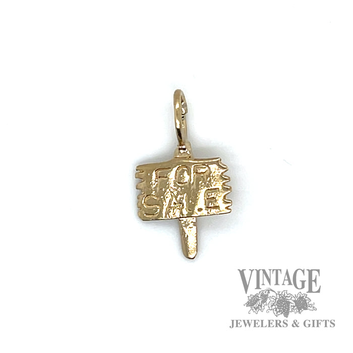 "For Sale" sign 14k yellow gold charm