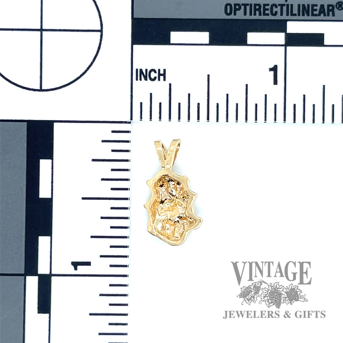 Cast gold nugget style 14k yellow gold charm