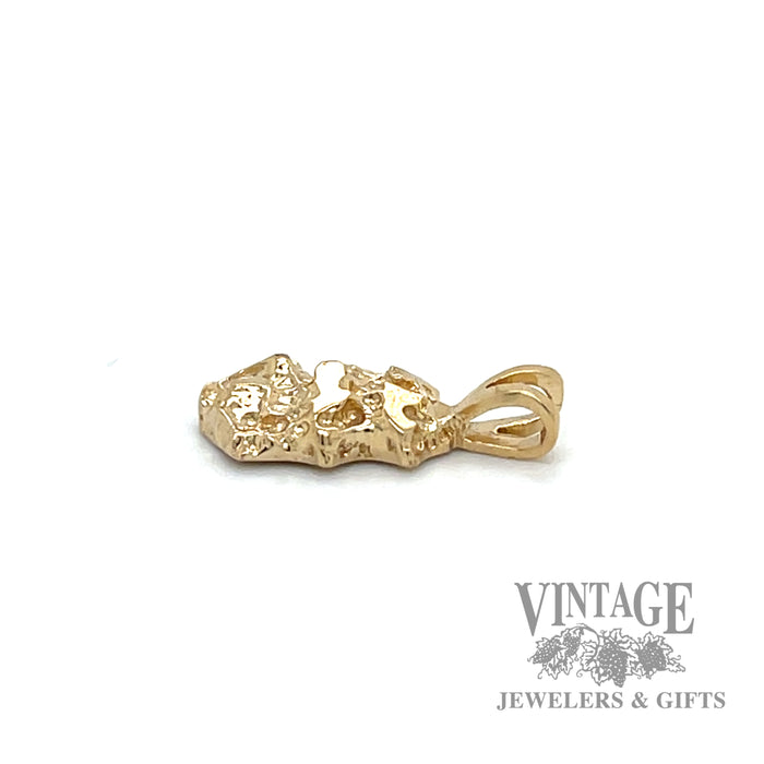 Cast gold nugget style 14k yellow gold charm