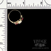 Three-Stone Opal and Pink Tourmaline 14K Yellow Gold Ring Scale View