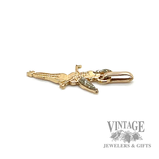 Tinkerbell 10k yellow gold charm side