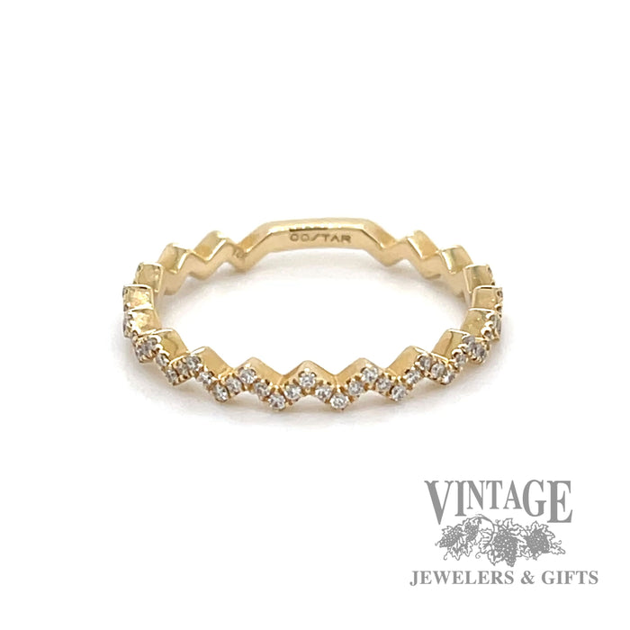 Zigzag 14k gold and diamond ring