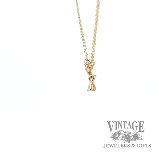 14k yellow gold modern branch bar necklace with drop diamond side