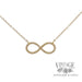 Infinity diamond accent 14k yellow gold bar necklace 