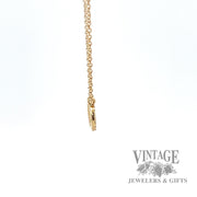 Infinity diamond accent 14k yellow gold bar necklace side