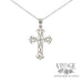 14K white gold filigree cross with diamond accents