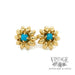 Turquoise, 18k yellow gold flower earring