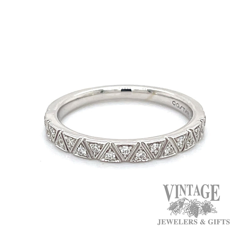 Triangle ring with diamond accent and 14k white gold