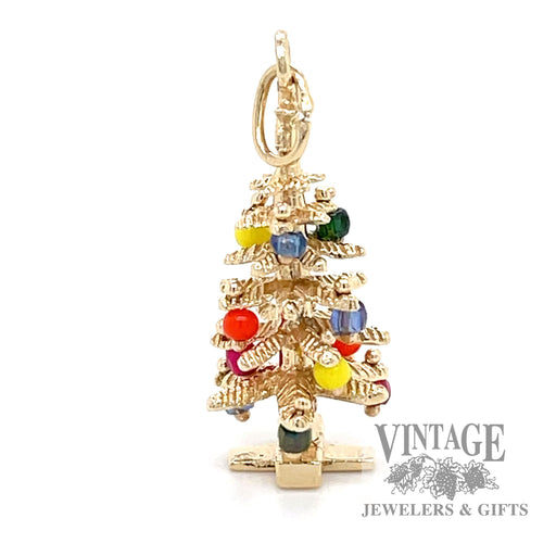 Christmas tree with ornaments 14k gold pendant