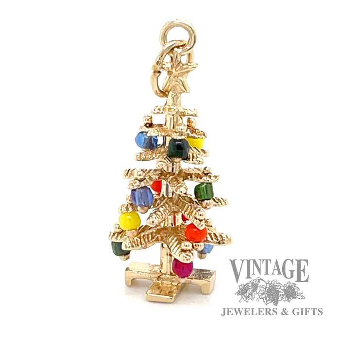 Christmas tree with ornaments 14k gold pendant 2