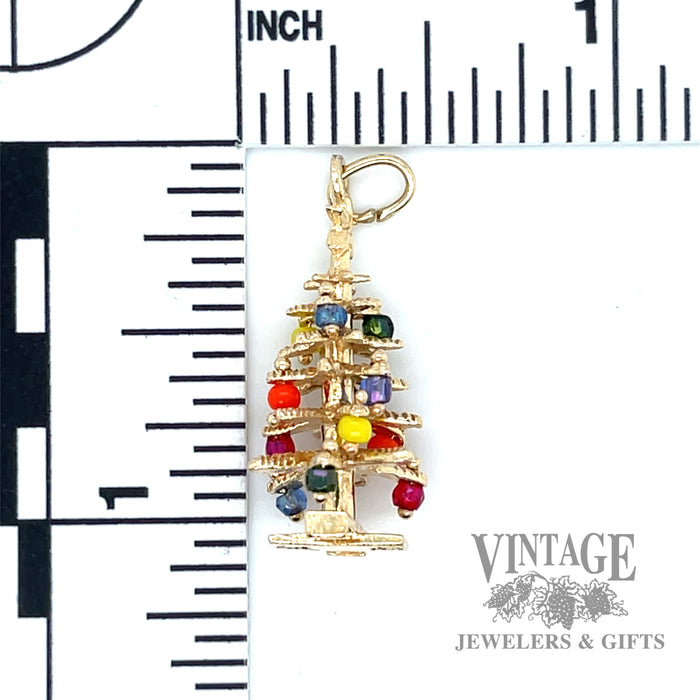 Christmas tree with ornaments 14k gold pendant scale
