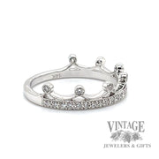 Crown ring with diamond accent and 14k white gold side2