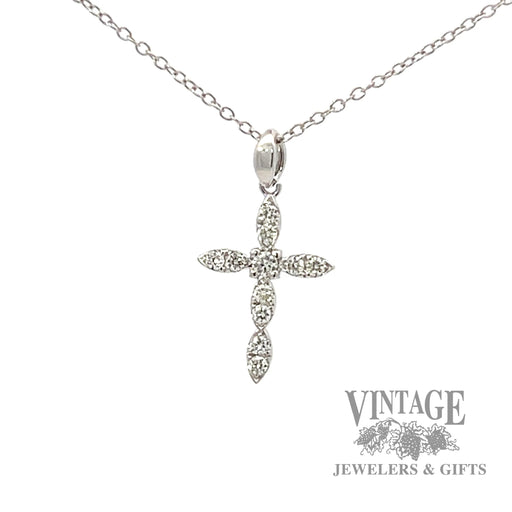 Diamond accent cross of 14k white gold