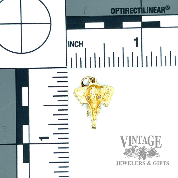 10k yellow gold elephant face charm scale and back