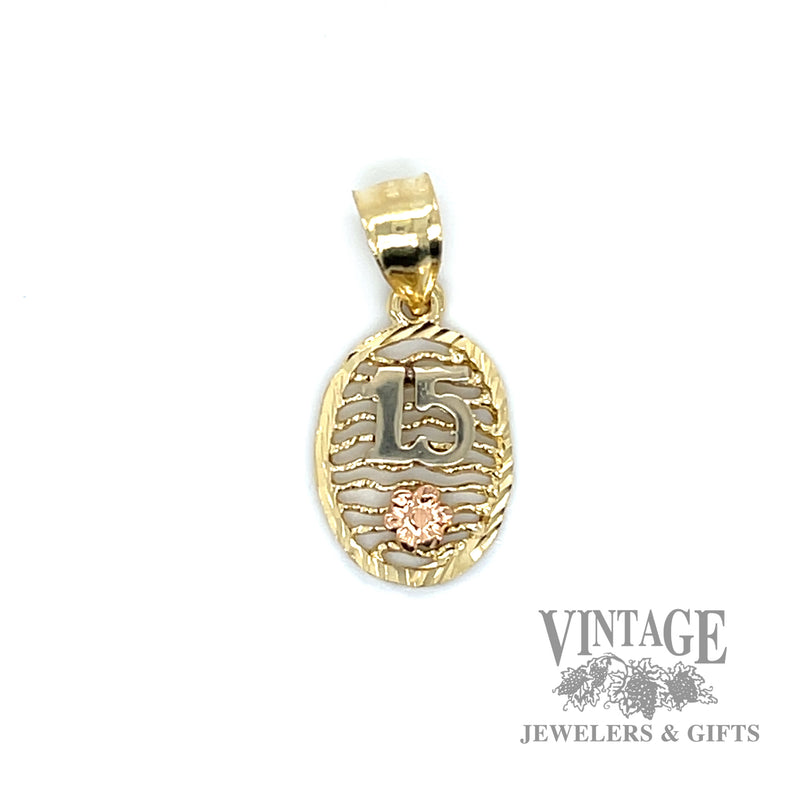 Quinceañera Rose 14k gold charm