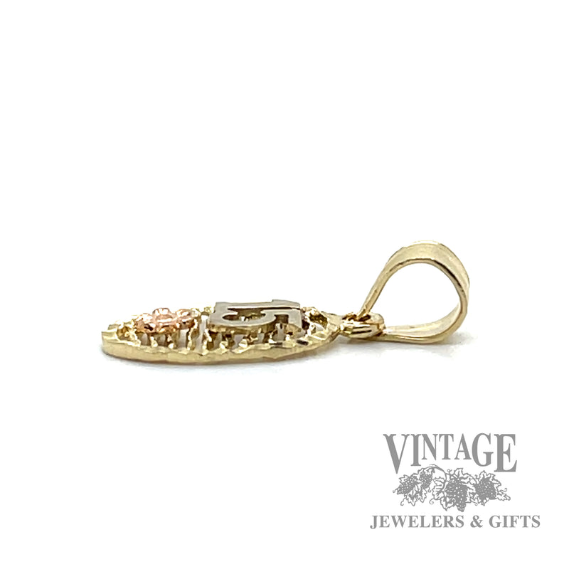 Quinceañera Rose 14k gold charm