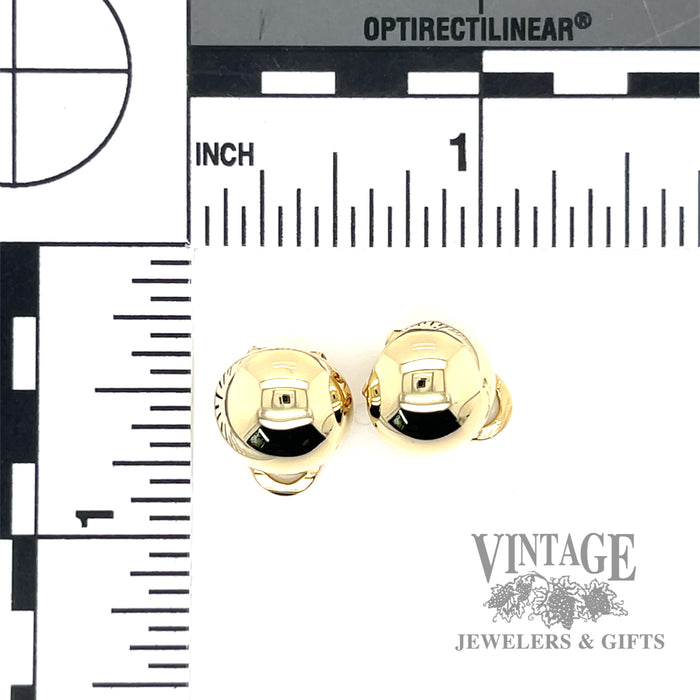 Domed 6.5 mm 14k gold clip on earring