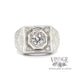 14k white gold and diamond ring with hand etched details front