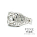 14k white gold and diamond ring with hand etched details