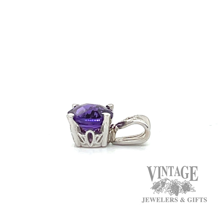 14k white gold amethyst pendant side